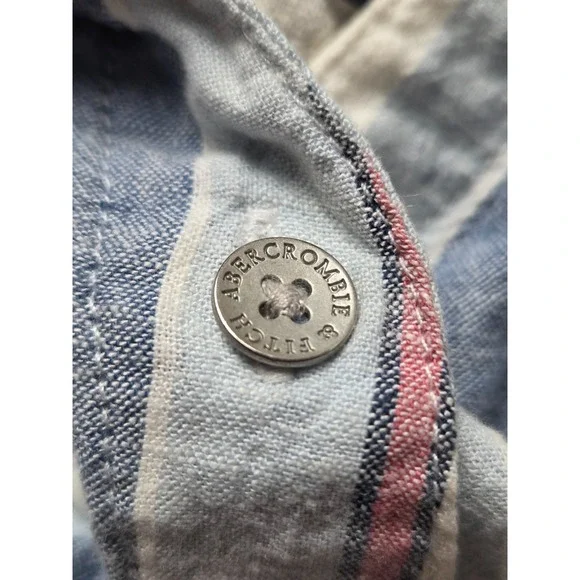 Abercrombie & Fitch Women's Stripe Knot Button Up Short Sleeve Top Size Small - Picture 5 of 5